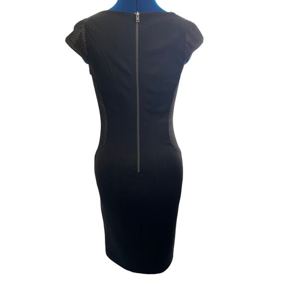 Maggie London Cap Sleeve Black Slimming Illusion Dress Womens Size 4 Career - Picture 5 of 10